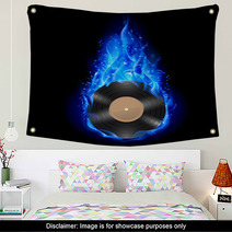 Vinyl Disc In Blue Fire. Wall Art 62626884
