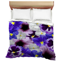 Violet And Blue Variegated Floral Ornament Bedding 68083509