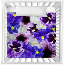 Violet And Blue Variegated Floral Ornament Nursery Decor 68083509