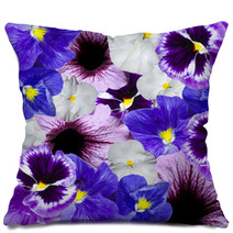 Violet And Blue Variegated Floral Ornament Pillows 68083509
