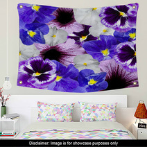 Violet And Blue Variegated Floral Ornament Wall Art 68083509