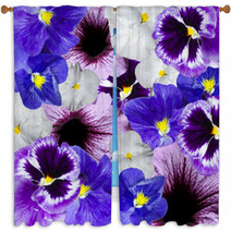 Violet And Blue Variegated Floral Ornament Window Curtains 68083509