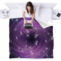 Violet Cosmic Whirl Background With Stars Blankets 47712084