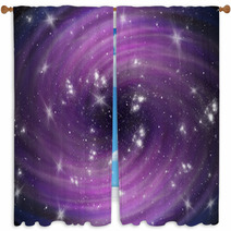 Violet Cosmic Whirl Background With Stars Window Curtains 47712084