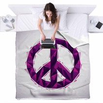 Violet Peace Geometric Icon, 3d Modern Style Blankets 68132488