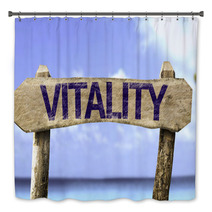 Vitality Sign With A Beach On Background Bath Decor 73740808