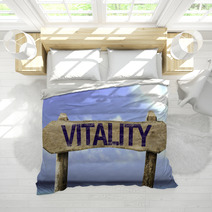 Vitality Sign With A Beach On Background Bedding 73740808