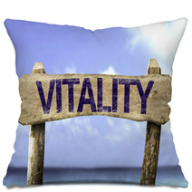Vitality Sign With A Beach On Background Pillows 73740808