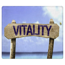 Vitality Sign With A Beach On Background Rugs 73740808
