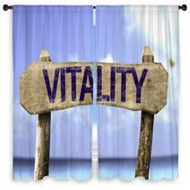 Vitality Sign With A Beach On Background Window Curtains 73740808