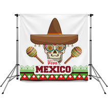 Viva Mexico Poster Celebration Vector Illustration Design Backdrops 130573351