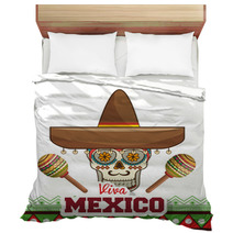 Viva Mexico Poster Celebration Vector Illustration Design Bedding 130573351