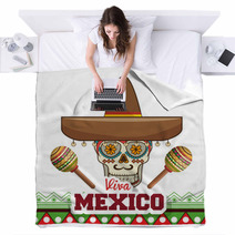 Viva Mexico Poster Celebration Vector Illustration Design Blankets 130573351