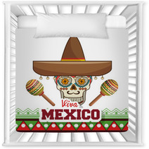 Viva Mexico Poster Celebration Vector Illustration Design Nursery Decor 130573351
