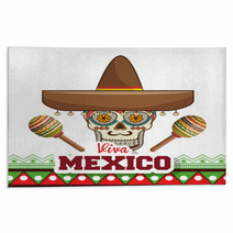 Viva Mexico Poster Celebration Vector Illustration Design Rugs 130573351