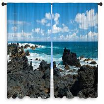 Volcano Rocks On Beach At Hana On Maui Hawaii Window Curtains 65048637