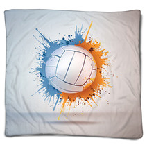 Volleyball Ball In Paint On Vignette Background. Vector. Blankets 34775342