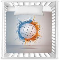 Volleyball Ball In Paint On Vignette Background. Vector. Nursery Decor 34775342