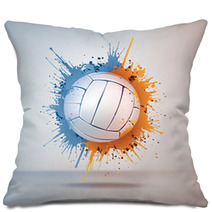 Volleyball Ball In Paint On Vignette Background. Vector. Pillows 34775342