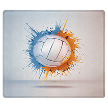 Volleyball Ball In Paint On Vignette Background. Vector. Rugs 34775342