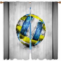 Volleyball Ball Watercolor Window Curtains 50745167