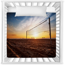 Volleyball Net And Sunrise On The Beach Nursery Decor 50206286