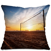 Volleyball Net And Sunrise On The Beach Pillows 50206286