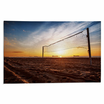 Volleyball Net And Sunrise On The Beach Rugs 50206286