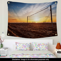 Volleyball Net And Sunrise On The Beach Wall Art 50206286