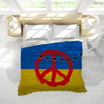 Wall With Ukraine Flag And Peace Sign Bedding 65575018