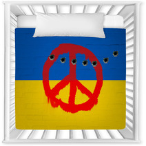 Wall With Ukraine Flag And Peace Sign Nursery Decor 65575018