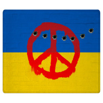 Wall With Ukraine Flag And Peace Sign Rugs 65575018