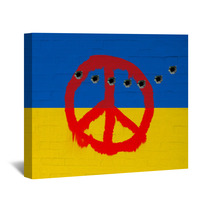 Wall With Ukraine Flag And Peace Sign Wall Art 65575018