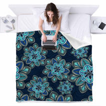 Wallpaper Pattern With Flowers On A Background Blankets 57995733