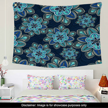 Wallpaper Pattern With Flowers On A Background Wall Art 57995733