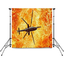 War Helicopters On A Fiery Background Fire Flames Backdrops 143823046