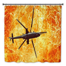 War Helicopters On A Fiery Background Fire Flames Bath Decor 143823046