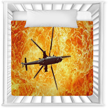 War Helicopters On A Fiery Background Fire Flames Nursery Decor 143823046