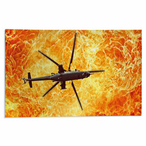 War Helicopters On A Fiery Background Fire Flames Rugs 143823046