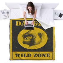Warning Sign Danger Signal With Gorilla Eps 8 Blankets 70565171