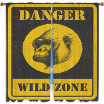 Warning Sign Danger Signal With Gorilla Eps 8 Window Curtains 70565171