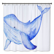 Watercolor Blue Whale Bath Decor 135039744