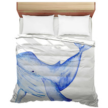 Watercolor Blue Whale Bedding 135039744