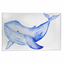 Watercolor Blue Whale Rugs 135039744