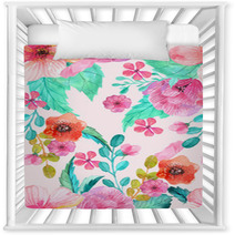 Watercolor Floral Seamless Pattern Nursery Decor 79536786