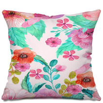 Watercolor Floral Seamless Pattern Pillows 79536786