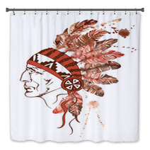 Watercolor Native American Indian Chief Bath Decor 72038410