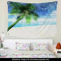Watercolor Palm Tree On Beach Wall Art 103214346