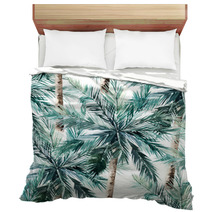 Watercolor Seamless Pattern Summer Tropical Palm Trees Background Jungle Watercolour Print Bedding 223531300