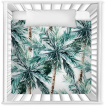 Watercolor Seamless Pattern Summer Tropical Palm Trees Background Jungle Watercolour Print Nursery Decor 223531300